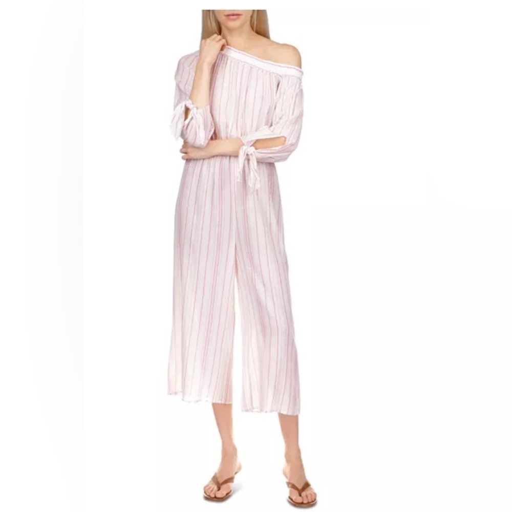 MICHAEL Michael Kors Metallic Striped One Shoulder Jumpsuit